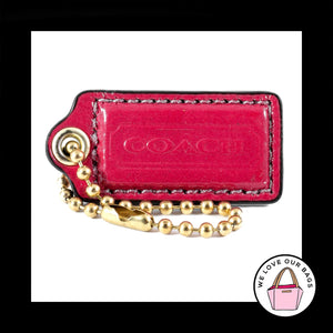 2" Medium COACH Pink PATENT LEATHER Brass Key Fob Bag Charm Keychain Hang Tag