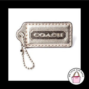 2.25" Medium COACH Light Gold LEATHER Nickel Key Fob Bag Charm Keychain Hang Tag