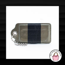 Load image into Gallery viewer, 3.5&quot; XL COACH ARMY GREEN BLACK PATENT LEATHER STRIPE FOB BAG KEYCHAIN HANG TAG
