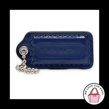 Load image into Gallery viewer, COACH HANG TAG 2" Blue Patent Leather Bag Charm Keychain Fob Nickel Medium
