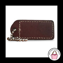 Load image into Gallery viewer, COACH Y2K VINTAGE Hang Tag 2" Blue &amp; Brown Leather Bag Charm Keychain Fob Medium
