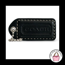 Load image into Gallery viewer, COACH Y2K VINTAGE Hang Tag 2" Black Leather Bag Charm Keychain Fob Nickel Medium
