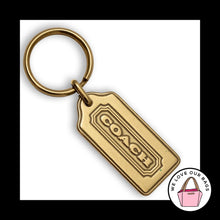 Load image into Gallery viewer, RARE VINTAGE COACH Brass Hang Tag Keychain Thick Gold Metal Key Fob Bag Charm
