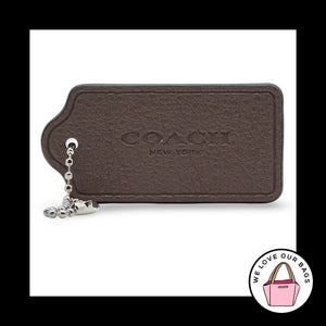 2.5" COACH NEW YORK Brown Pebbled Leather Nickel Fob Bag Charm Keychain Hang Tag