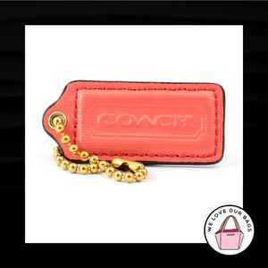 2.25" COACH Orange CROSSGRAIN LEATHER Brass Key Fob Bag Charm Keychain Hang Tag
