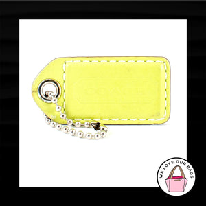 2.5" Large COACH Lime Green LEATHER Nickel Key Fob Bag Charm Keychain Hang Tag