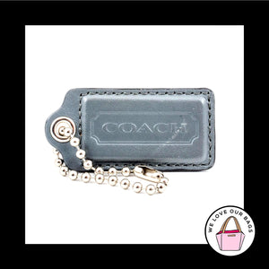 2.5" Large COACH Gray Grey LEATHER Nickel Key Fob Bag Charm Keychain Hang Tag