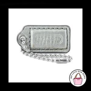 1.5" Small COACH SILVER LEATHER Nickel Key Fob Bag Charm Keychain Hang Tag