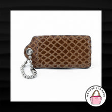 Load image into Gallery viewer, 2&quot; COACH BROWN LEATHER SNAKESKIN EXOTIC BACK KEY FOB BAG CHARM KEYCHAIN HANG TAG
