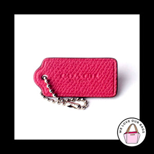 2" Medium COACH NEW YORK Pink Leather Nickel Key Fob Bag Charm Keychain Hang Tag