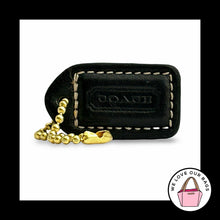 Load image into Gallery viewer, COACH Y2K VINTAGE Hang Tag 1.5" Black Leather Bag Charm Keychain Fob Brass Small
