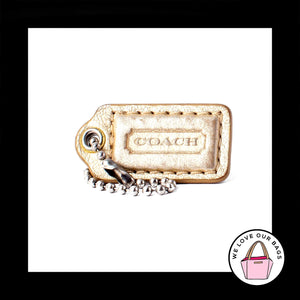 1.5" Small COACH Light Gold LEATHER Nickel Fob Bag Charm Keychain Hang Tag