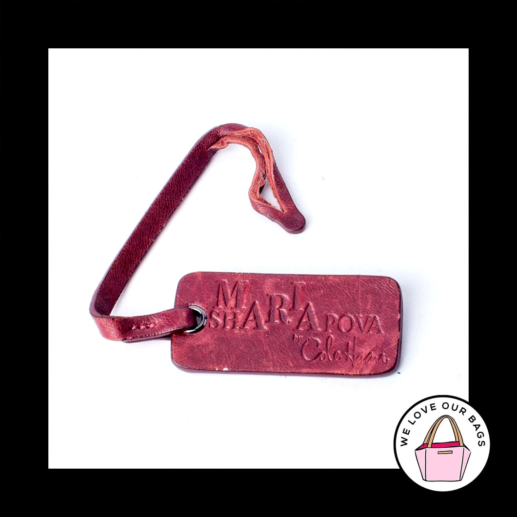 COLE HAAN Red Burgundy LEATHER LOOP STRAP Key Fob Bag Charm Keychain Hang Tag