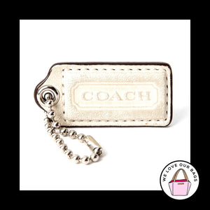 2" Medium COACH White LEATHER Nickel Key Fob Bag Charm Keychain Hang Tag