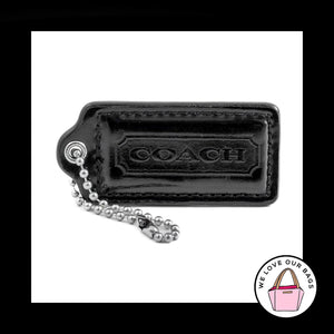 2.25" Medium COACH Black PATENT LEATHER Nickel Fob Bag Charm Keychain Hang Tag