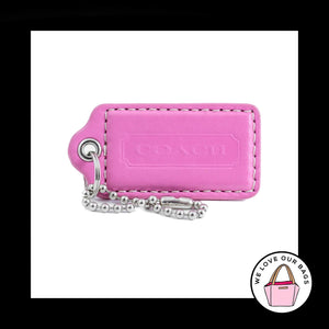 2.5" Large COACH PINK LEATHER Nickel Key Fob Bag Charm Keychain Hang Tag