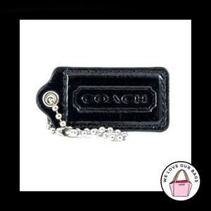 2.5" Large COACH BLACK Patent Leather Nickel Key Fob Bag Charm Keychain Hang Tag