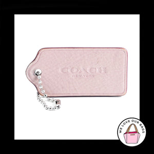 2.5" COACH NEW YORK Taupe Putty Leather Nickel Fob Bag Charm Keychain Hang Tag