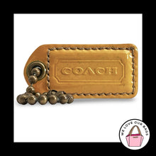 Load image into Gallery viewer, COACH 65TH ANNIVERSARY HangTag 2" Yellow &amp; White Leather Bag Charm Antique Brass
