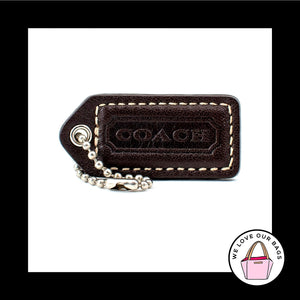 2" Medium VINTAGE COACH Mahogany Brown Leather Fob Bag Charm Keychain Hang Tag