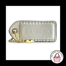 Load image into Gallery viewer, COACH Y2K VINTAGE Hang Tag 2" White Leather &amp; Suede Bag Charm Keychain Fob Brass
