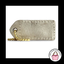 Load image into Gallery viewer, COACH Y2K VINTAGE Hang Tag 2" White Leather &amp; Suede Bag Charm Keychain Fob Brass
