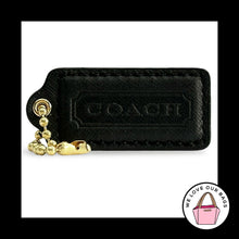 Load image into Gallery viewer, COACH HANG TAG 2.25" Black Crossgrain Leather Bag Charm Keychain Fob Brass Large
