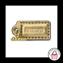 Load image into Gallery viewer, COACH POPPY Hang Tag 1.5" Gold Mirrored Leather Bag Charm Keychain Fob Small
