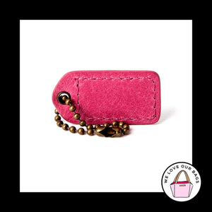 1.5" COACH Pink Patent LEATHER Antique Brass Key Fob Bag Charm Keychain Hang Tag