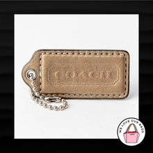 Load image into Gallery viewer, 2.25&quot; Medium COACH MATT GOLD LEATHER NICKEL KEY FOB BAG CHARM KEYCHAIN HANG TAG
