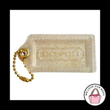 Load image into Gallery viewer, XL 3.5" COACH POPPY Gold Glitter Hang Tag Plastic Brass Bag Charm Keychain Fob
