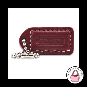 1.5" Small Y2K VINTAGE COACH Red Leather Nickel Fob Bag Charm Keychain Hang Tag