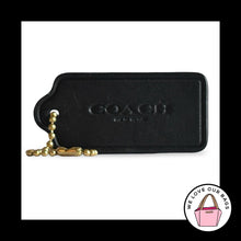 Load image into Gallery viewer, COACH HANG TAG 2.25" Black Leather Bag Charm Keychain Fob New York Gold Brass
