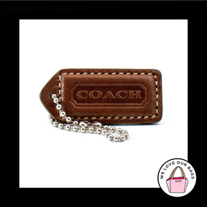 2" Medium VINTAGE COACH Tabac Brown Leather Key Fob Bag Charm Keychain Hang Tag