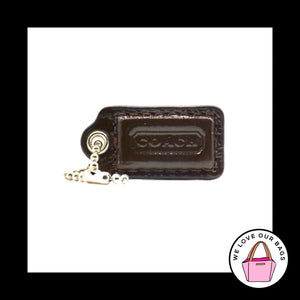 1.5" COACH Mahogany Brown Patent Leather Nickel Fob Bag Charm Keychain Hang Tag