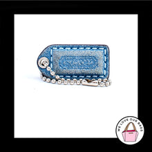 Load image into Gallery viewer, 1.5&quot; COACH Blue Suede SNAKESKIN LEATHER Nickel Fob Bag Charm Keychain Hang Tag

