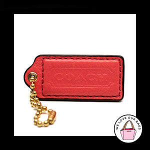 2.25" Medium COACH Pink LEATHER Brass Key Fob Bag Charm Keychain Hang Tag