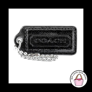 2.25" Medium COACH Black Patent Leather Nickel Fob Bag Charm Keychain Hang Tag