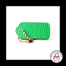 Load image into Gallery viewer, 1.5&quot; COACH NEW YORK GREEN PEBBLED LEATHER BRASS FOB BAG CHARM KEYCHAIN HANG TAG
