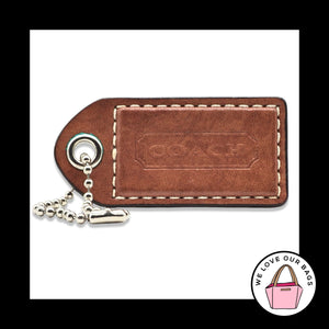 3" XL VINTAGE Y2K COACH British Tan Brown Leather Fob Bag Charm Keychain HangTag