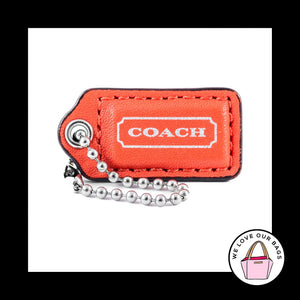 1.5" Small COACH ORANGE LEATHER Nickel Key Fob Bag Charm Keychain Hang Tag