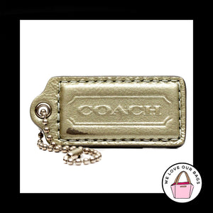 2.25" Medium COACH SILVER LEATHER Nickel Key Fob Bag Charm Keychain Hang Tag