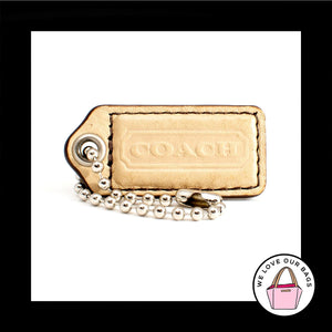 2" Medium COACH Taupe Light Brown LEATHER Nickel Fob Bag Charm Keychain Hang Tag