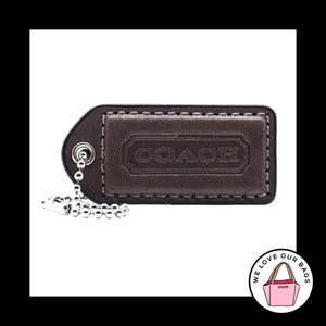 2" Medium VINTAGE COACH Gray Leather Nickel Key Fob Bag Charm Keychain Hang Tag