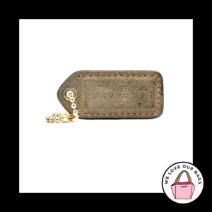 2" VINTAGE COACH Camel Suede Mahogany Leather Brass Bag Charm Keychain Hang Tag