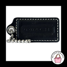 Load image into Gallery viewer, COACH HANG TAG 2.5" Black Leather Bag Charm Keychain Fob Nickel Large
