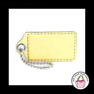 3" Large COACH YELLOW LEATHER Nickel Key Fob Bag Charm Keychain Hang Tag