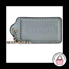 Load image into Gallery viewer, XL COACH HANGTAG 3" Blue Smooth Leather Bag Charm Keychain Fob Nickel X-Large
