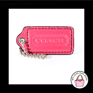 2.5" Large COACH PINK LEATHER Nickel Key Fob Bag Charm Keychain Hang Tag
