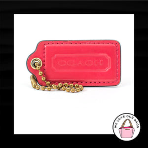 2.5" Large COACH Pink PATENT LEATHER Brass Key Fob Bag Charm Keychain Hang Tag